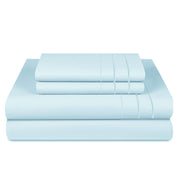 Sábanas Lujo 1800 Hilos - 2 Plazas Celeste Negro Suave Premium