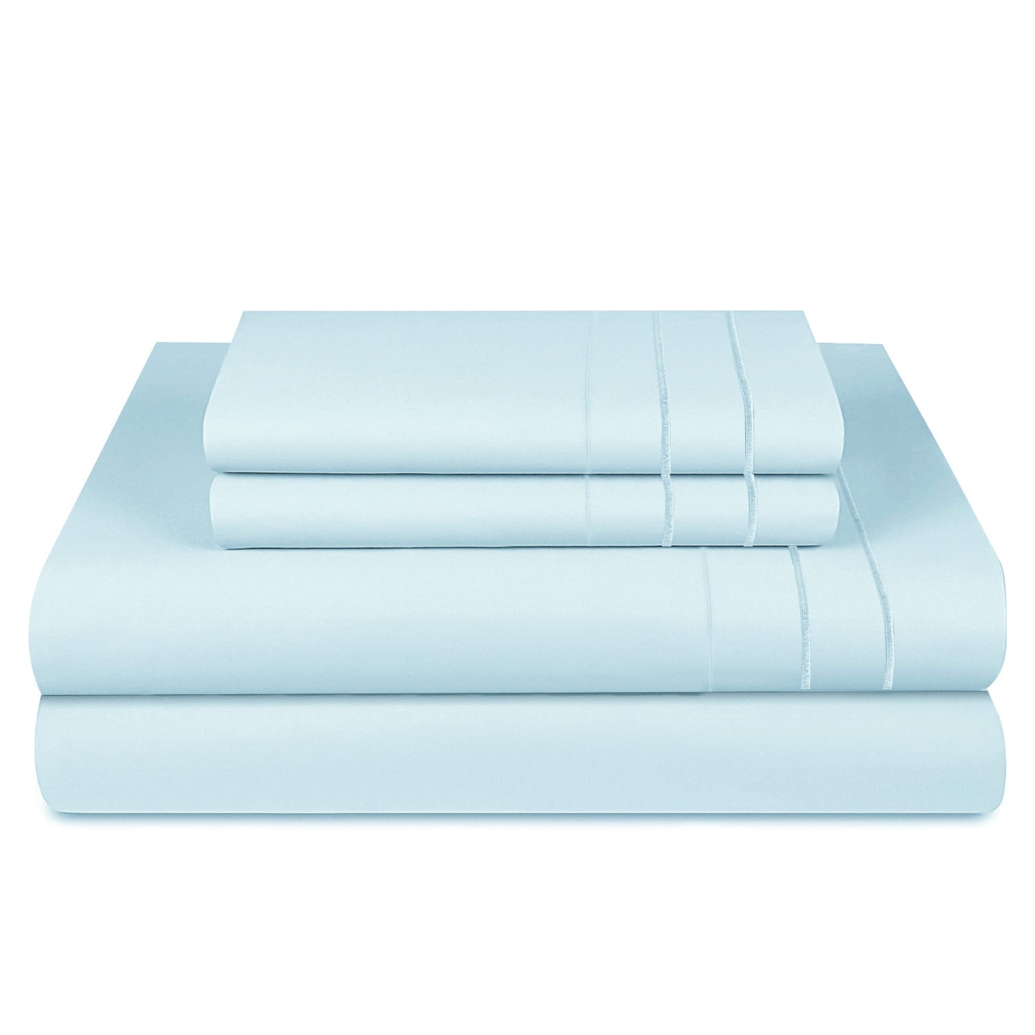 Sábanas Lujo 1800 Hilos - 1,5 Plazas Color Blanca, Gris Celeste Suave Premium
