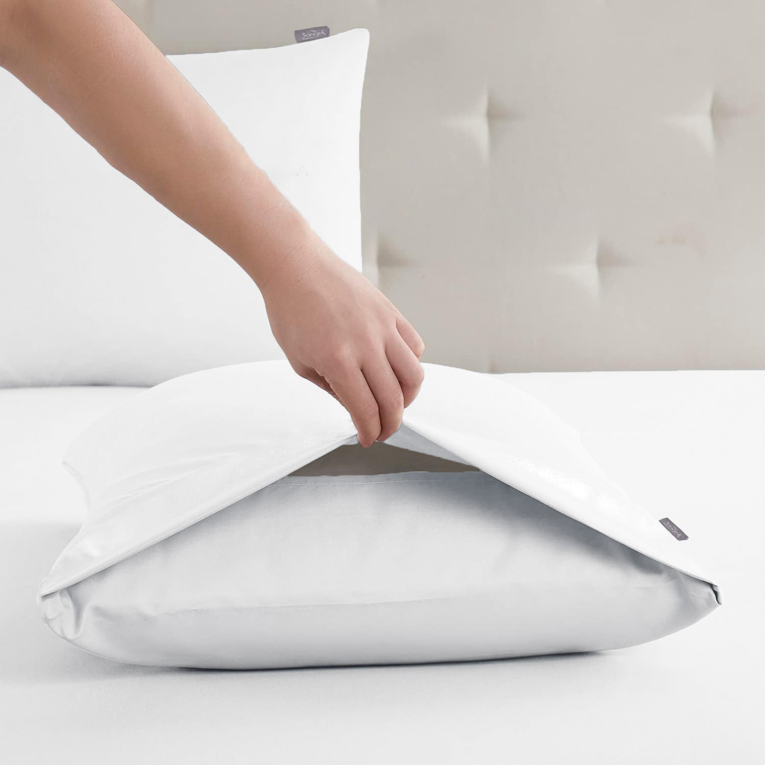 Set 2 Fundas Almohada 50x90 Color Blanco Gris Suave Lisa Premium