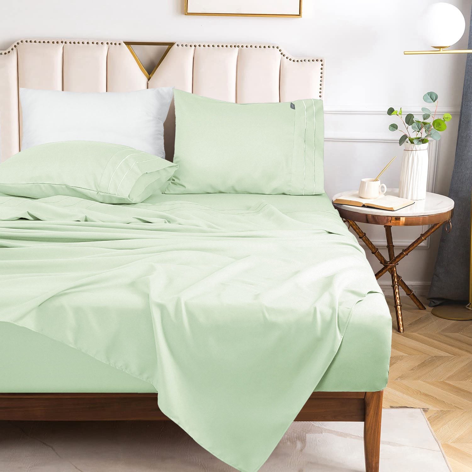 Sábanas Lujo 1800 Hilos - King Menta Suave Premium