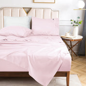 Sábanas Lujo 1800 Hilos - 2 Plazas Rosa Celeste Suave Premium