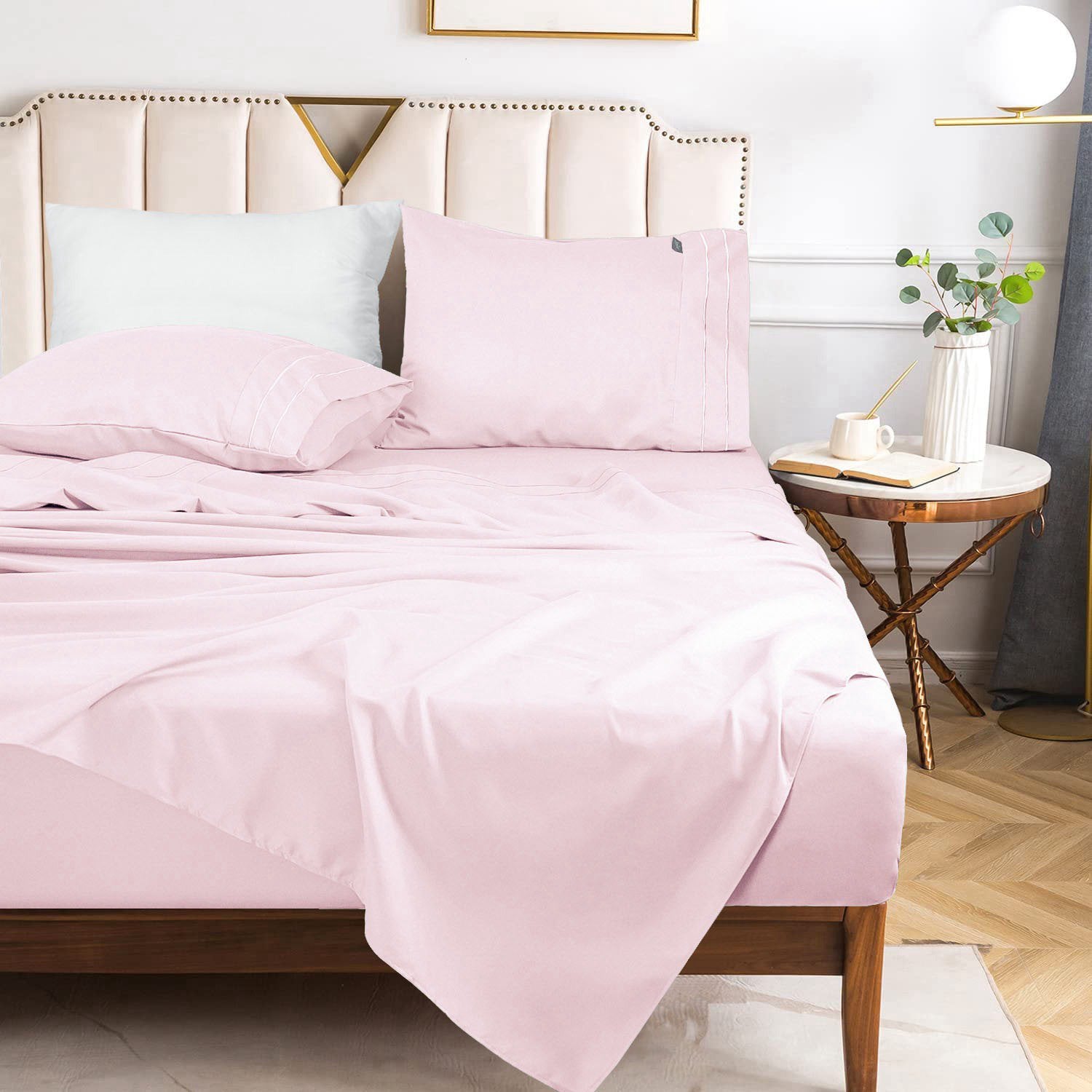 Sábanas Lujo 1800 Hilos - 2 Plazas Rosa Suave Premium