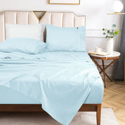 Sábanas Lujo 1800 Hilos - 2 Plazas Celeste Suave Premium