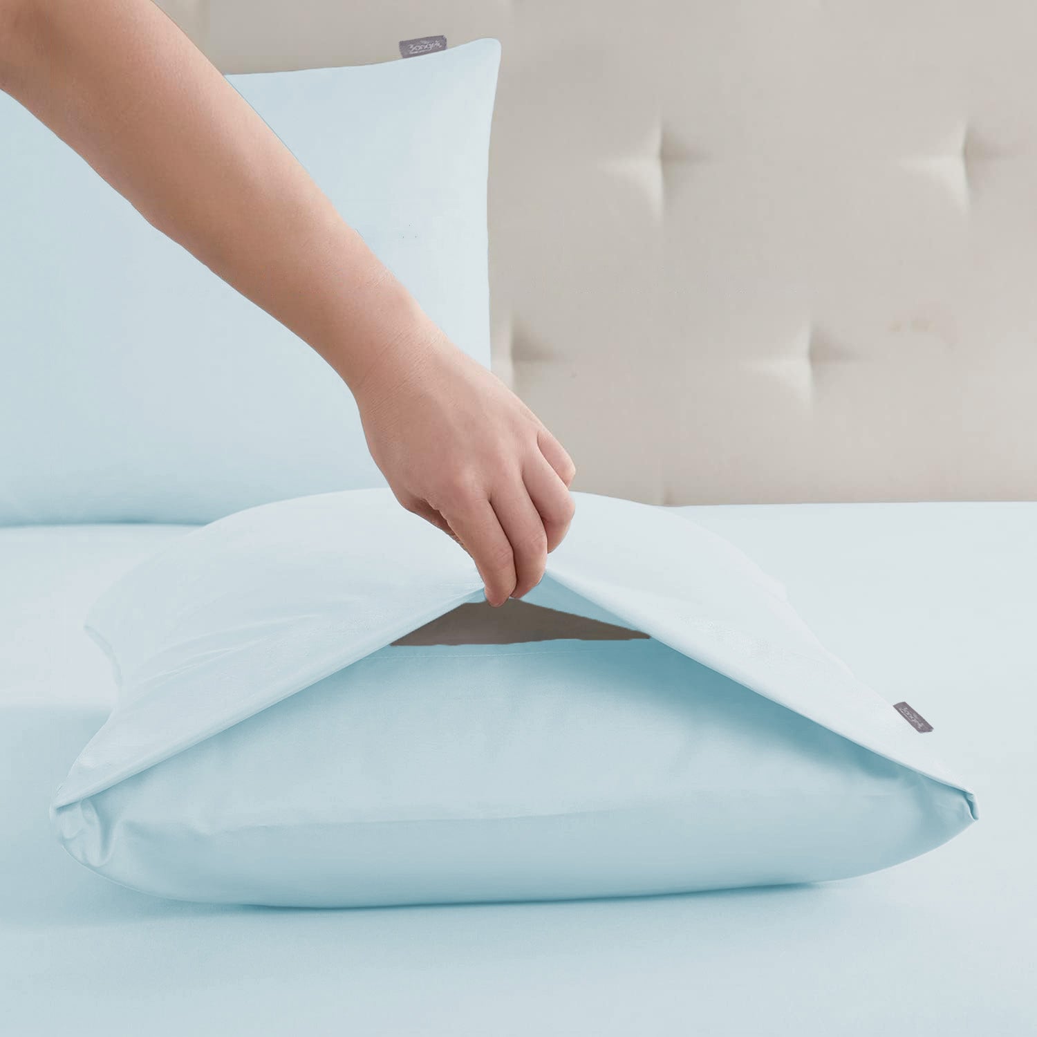 Set 2 Fundas Almohada 50x90 Color Celeste Suave Lisa Premium