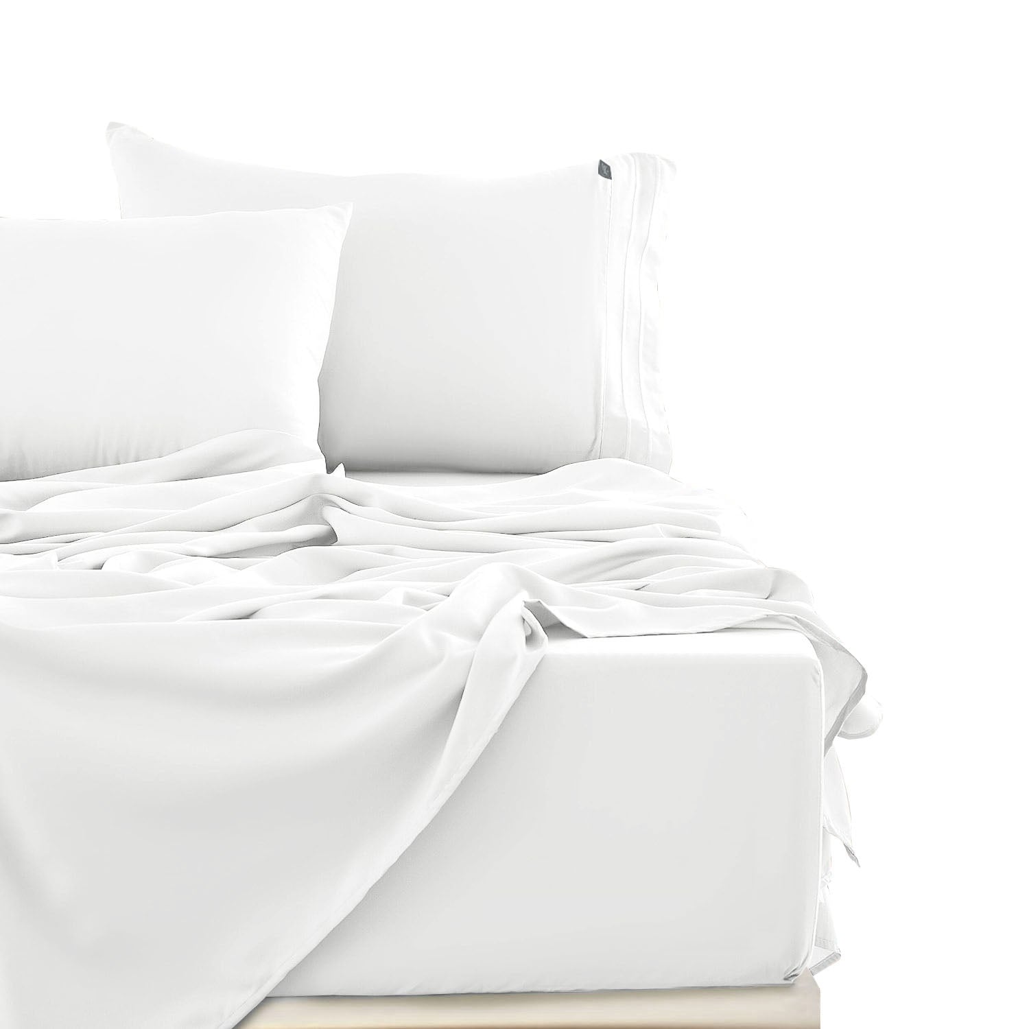 Sábanas Lujo 1800 Hilos - 1 Plaza Color Blanco - Suave Premium