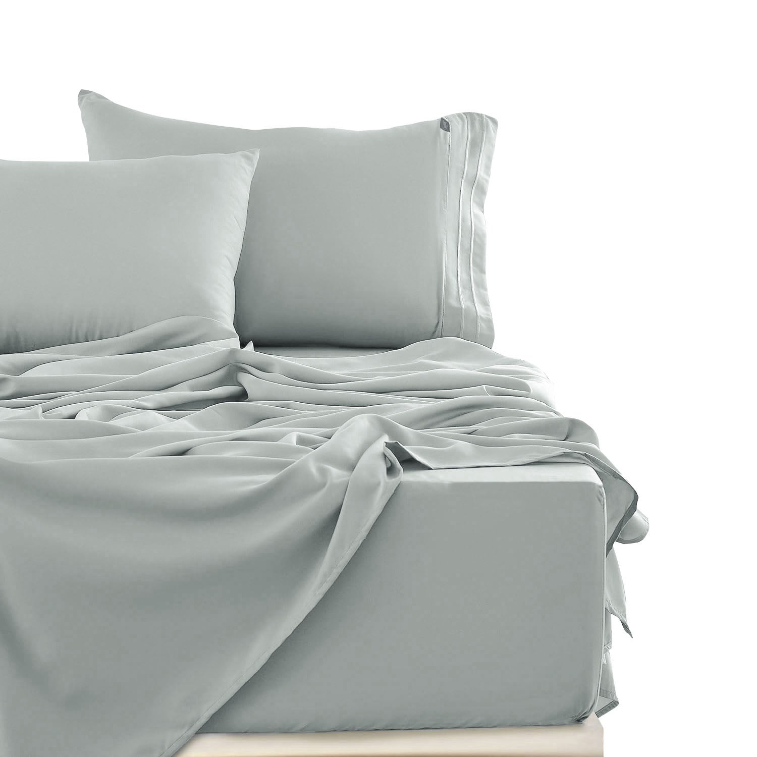 Sábanas Lujo 1800 Hilos - Super King Gris Suave Premium