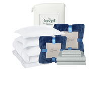 Pack Invierno Blanco Cama 2 Plazas Completa 5 Piezas | Cobertor + Duvet + 2 Frazadas + Sábana