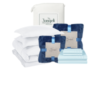 Pack Invierno Blanco Cama 2 Plazas Completa 5 Piezas | Cobertor + Duvet + 2 Frazadas + Sábana