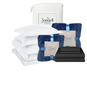 Pack Invierno Blanco Cama 2 Plazas Completa 5 Piezas | Cobertor + Duvet + 2 Frazadas + Sábana