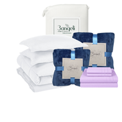 Pack Invierno Blanco Cama 2 Plazas Completa 5 Piezas | Cobertor + Duvet + 2 Frazadas + Sábana