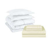 Pack Cobertor Lujo 1,5 Plazas Blanco + Set Sabana