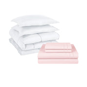 Pack Cobertor Lujo 1,5 Plazas Blanco + Set Sabana