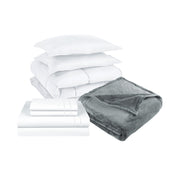 Pack Cobertor Blanco + Sabana + Frazada Gris 2 Plazas