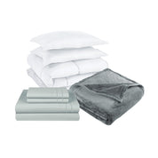 Pack Cobertor Blanco + Sabana + Frazada Gris 2 Plazas