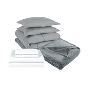 Pack Cobertor Gris + Sabana + Frazada Gris 2 Plazas