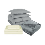 Pack Cobertor Gris + Sabana + Frazada Gris 2 Plazas