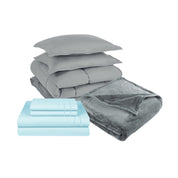 Pack Cobertor Gris + Sabana + Frazada Gris 2 Plazas