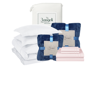 Pack Invierno Blanco Cama 2 Plazas Completa 5 Piezas | Cobertor + Duvet + 2 Frazadas + Sábana