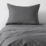 Sabanas 180 Hilos Algodón Cama 1.5 Plazas Gris Oscuro Suave Cannon Hogar