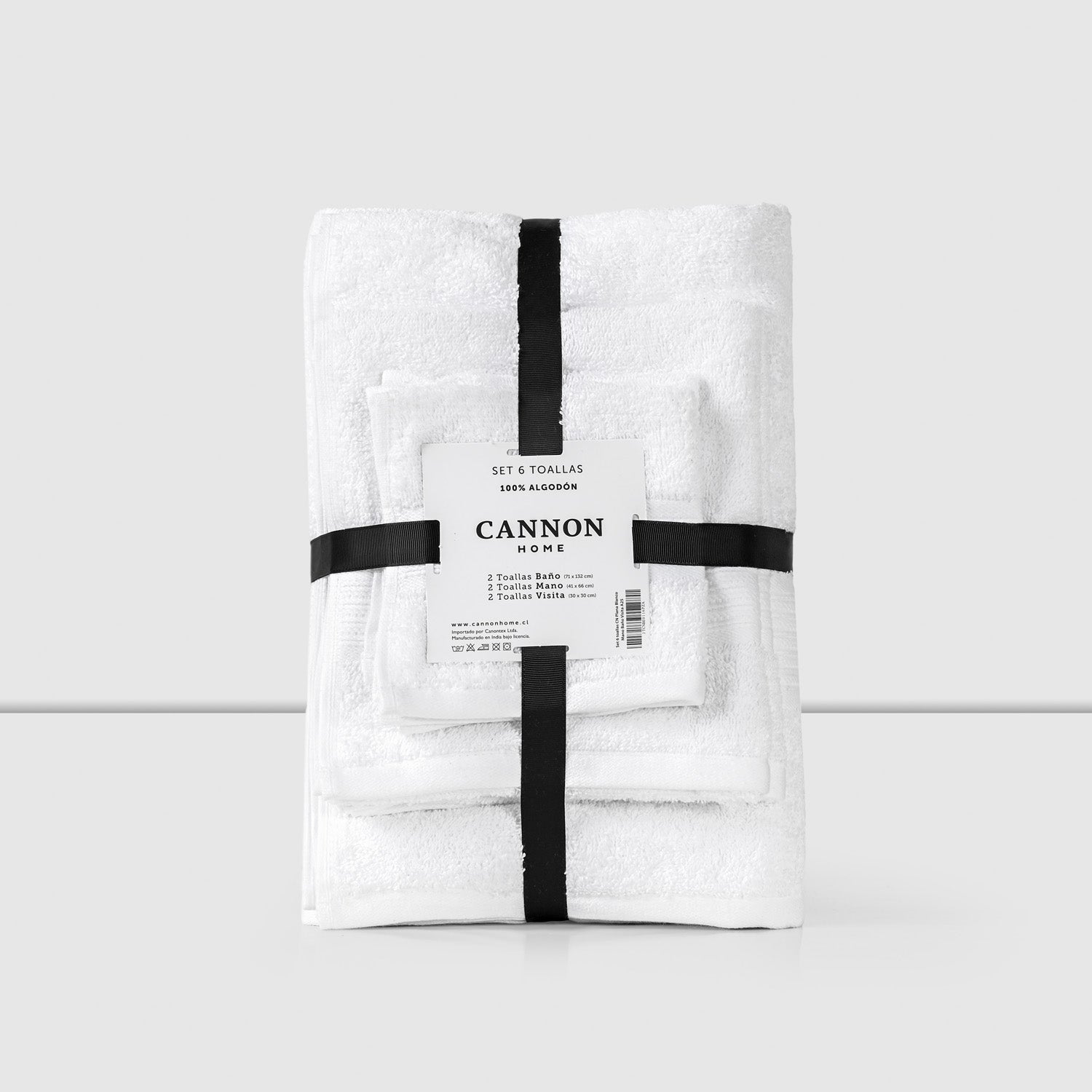 Set De 6 Toallas 100% Algodon Mano Baño Visita Blanca Cannon Home