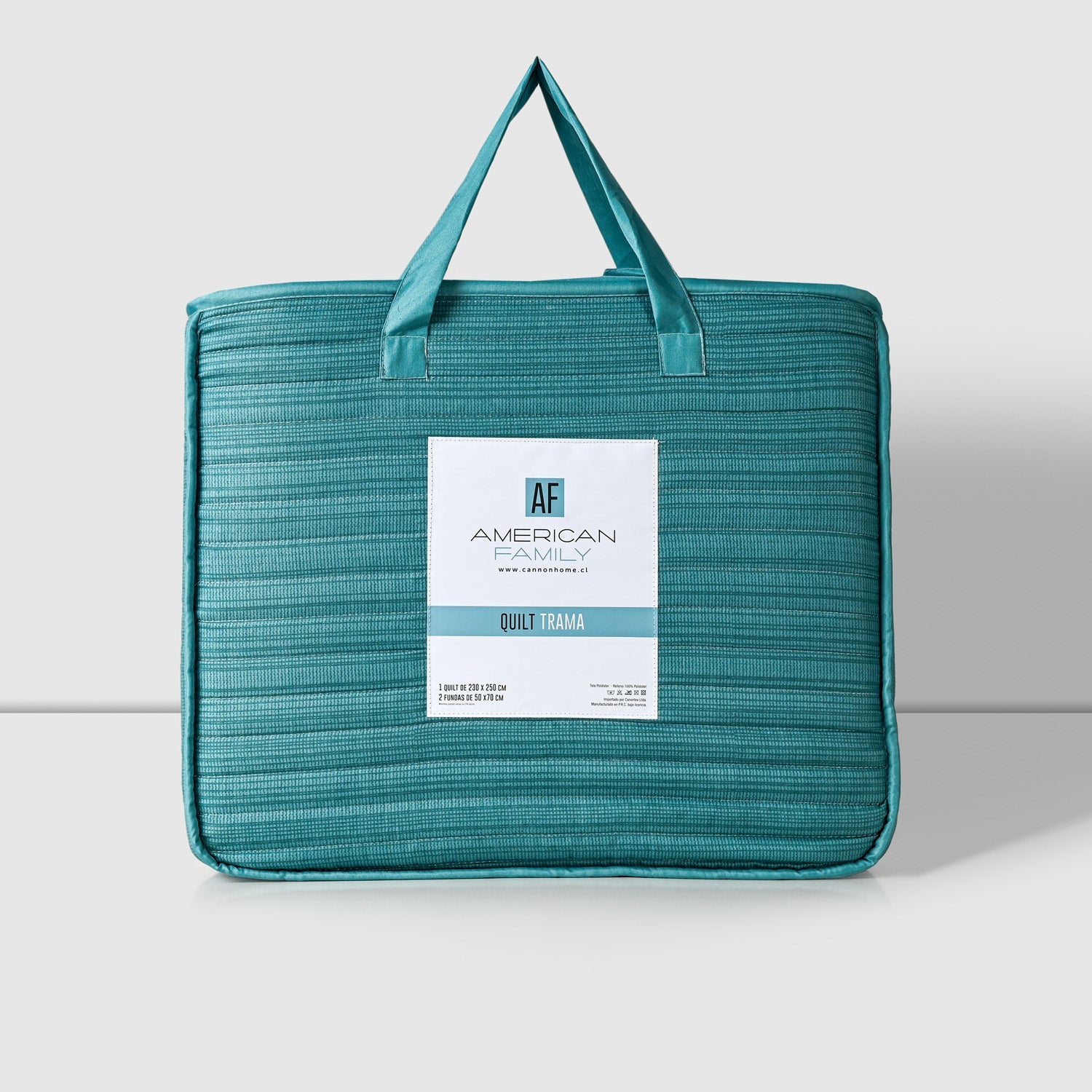 Cubrecama De Verano Quilt King + 2 Fundas Estampado Trama Verde Cannon