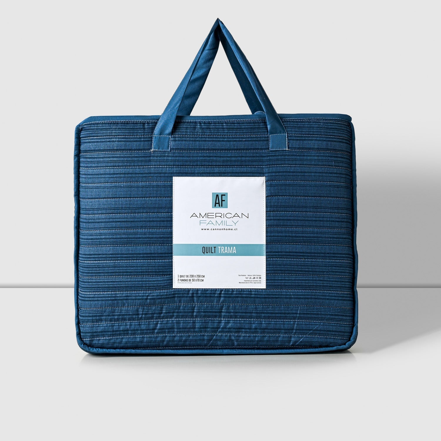 Cubrecama De Verano Quilt King + 2 Fundas Estampado Azul Cannon