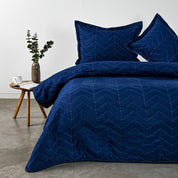 Pack Quilt Bicolor Azul Celeste + Sábana King 3Angeli