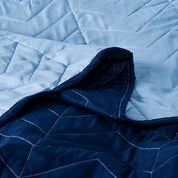 Pack Quilt Bicolor Azul Celeste + Sábana King 3Angeli