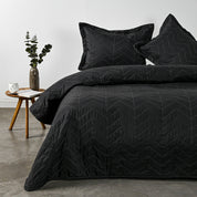 Pack Quilt Bicolor Gris Gráfito + Sábana 2 Plazas 3Angeli