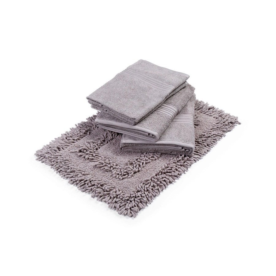 Set 5 Piezas 100% Algodón Mano Baño Piso Gris 420 Gramos Rosen