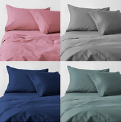 Sabanas 180 Hilos Algodón Cama 1.5 Plazas Azul Suave Cannon Hogar