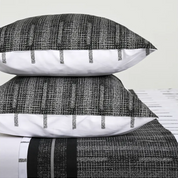 Sabana Blanca 144 Hilos Algodón Cama 2 Plazas Estampado Vias Negro Cannon Hogar
