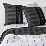 Sabana Blanca 144 Hilos Algodón Cama 2 Plazas Estampado Vias Negro Cannon Hogar